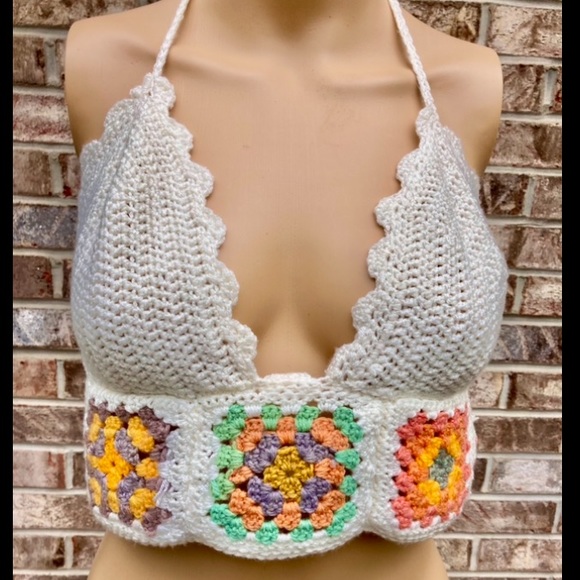 Crochet Boho Granny Square Bralette Top - Picture 4 of 5